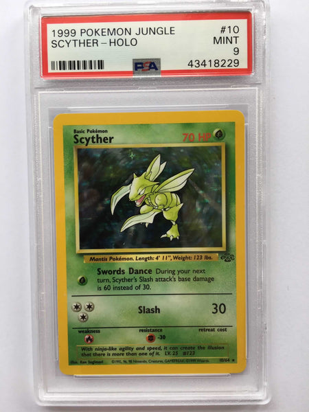 Scyther 10/64 Rare Holo PSA 9 Mint Pokemon Card (Jungle Set