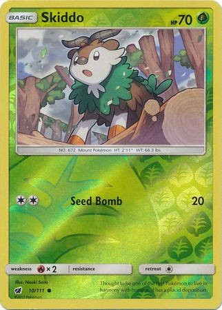 Skiddo 10/111 Common Reverse Holo Pokemon Card (SM Crimson Invasion)