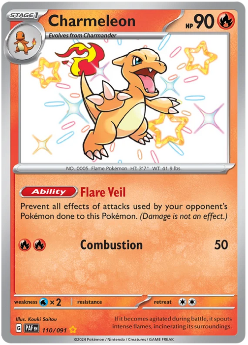 Charmeleon 110/091 Shiny Rare Pokemon Card (SV 4.5 Paldean Fates)