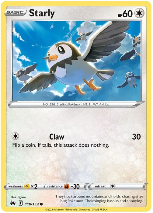 Starly 110/159 Common Reverse Holo Pokemon Card (SWSH Crown Zenith)