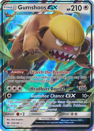 Gumshoos GX 110/149 Ultra Rare Pokemon Card (Sun & Moon Base Set)