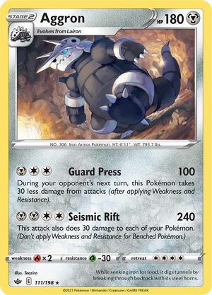 Aggron 111/198 Rare Pokemon Card (SWSH Chilling Reign)