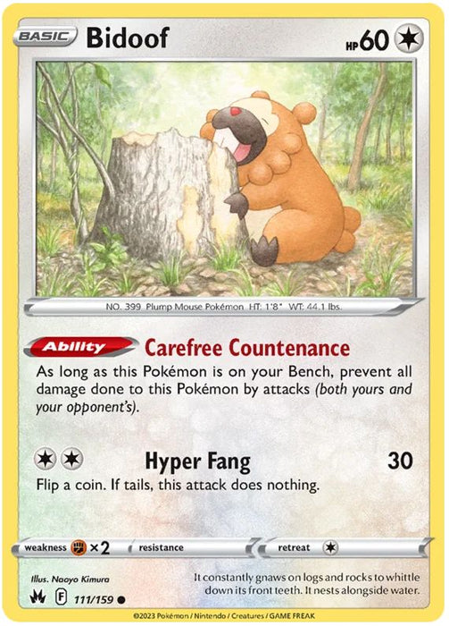 Bidoof 111/159 Common Reverse Holo Pokemon Card (SWSH Crown Zenith)