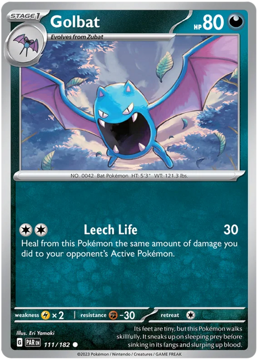 Golbat 111/182 Common Reverse Holo Pokemon Card (SV04 Paradox Rift)