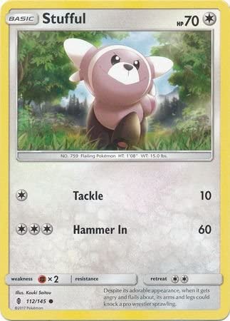 Stufful 112/145 Common Reverse Holo Pokemon Card (SM Guardians Rising)