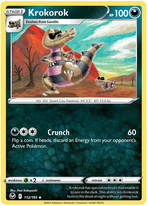 Krokorok 112/195 Uncommon Pokemon Card (SWSH Silver Tempest)