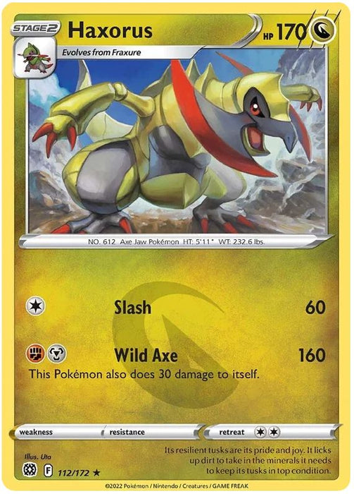 Haxorus 112/172 Rare Pokemon Card (SWSH Brilliant Stars)