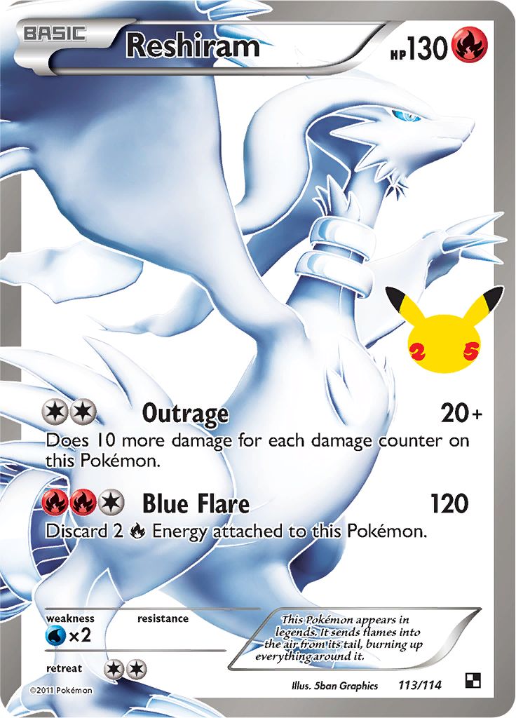 Reshiram 113/114 (Black & White) Ultra Rare Pokemon Card (Celebrations —  Titan Cards Ltd