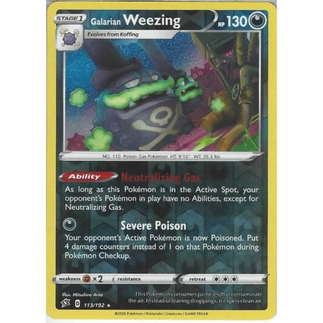 Galarian Weezing 113/192 Rare Reverse Holo Pokemon Card (SWSH Rebel Clash)