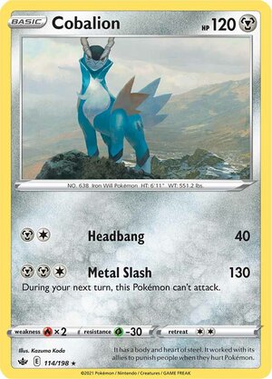 Cobalion 114/198 Rare Holo Pokemon Card (SWSH Chilling Reign)