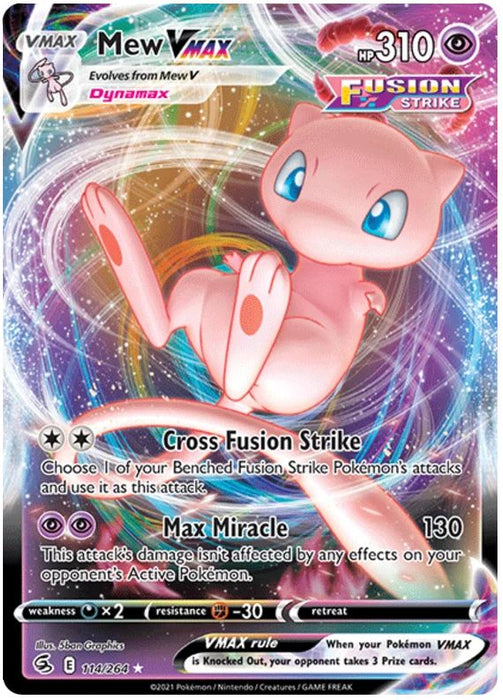 Mew VMAX 114/264 Rare VMAX Pokemon Card (SWSH Fusion Strike)