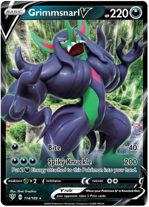 Grimmsnarl V 114/189 Ultra Rare Pokemon Card (Darkness Ablaze)