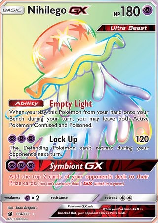 Nihilego GX 114/111 Secret Rare Pokemon Card (SM Crimson Invasion)