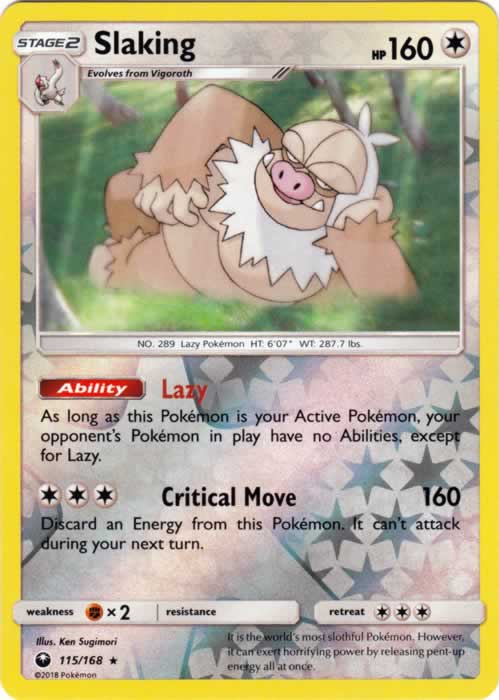 Slaking 115/168 Rare Holo Reverse Holo Pokemon Card (Celestial Storm)