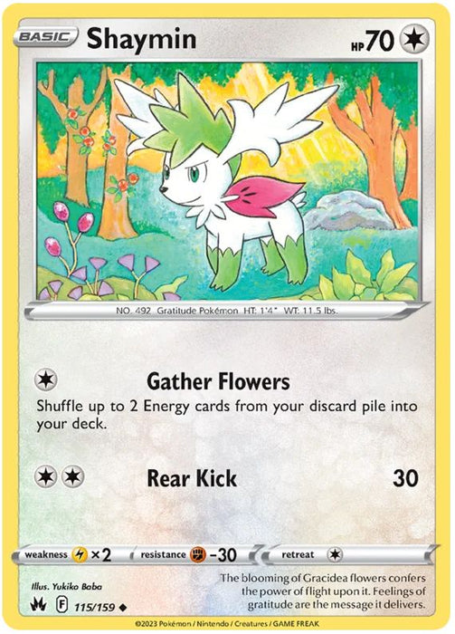 Shaymin 115/159 Uncommon Reverse Holo Pokemon Card (SWSH Crown Zenith)