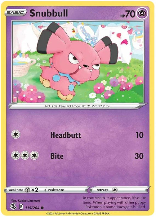 Snubbull 115/264 Common Pokemon Card (SWSH Fusion Strike)