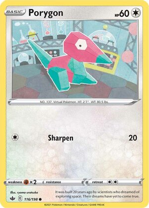 Porygon 116/198 Common Reverse Holo Pokemon Card (SWSH Chilling Reign)