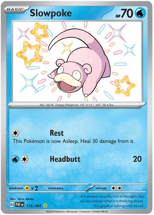 Slowpoke 116/091 Shiny Rare Pokemon Card (SV 4.5 Paldean Fates)