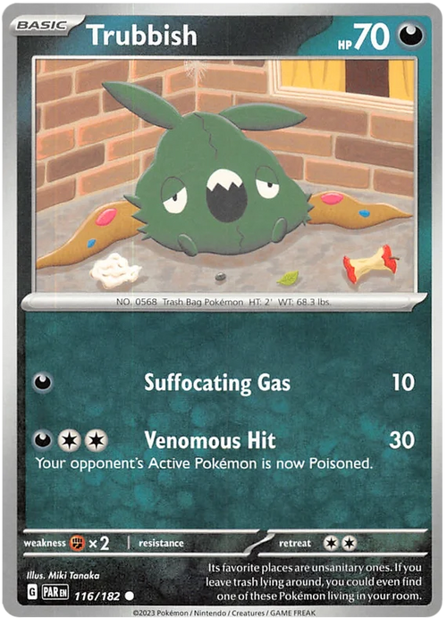 Trubbish 116/182 Common Pokemon Card (SV04 Paradox Rift)