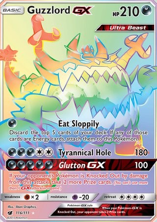 Guzzlord GX 116/111 Secret Rare Pokemon Card (SM Crimson Invasion) — Titan  Cards Ltd