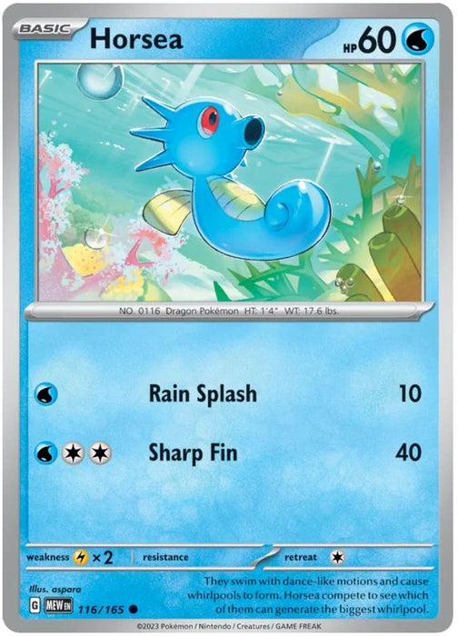 Horsea 116/165 Common Pokemon Card (Pokemon SV 151)