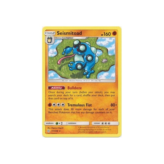Seismitoad 117/236 Rare Pokemon Card (Cosmic Eclipse) — Titan Cards Ltd