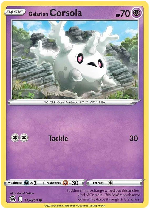 Galarian Corsola 117/264 Common Reverse Holo Pokemon Card (SWSH Fusion Strike)