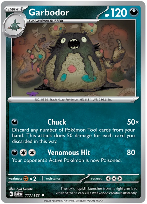 Garbodor 117/182 Uncommon Pokemon Card (SV04 Paradox Rift)