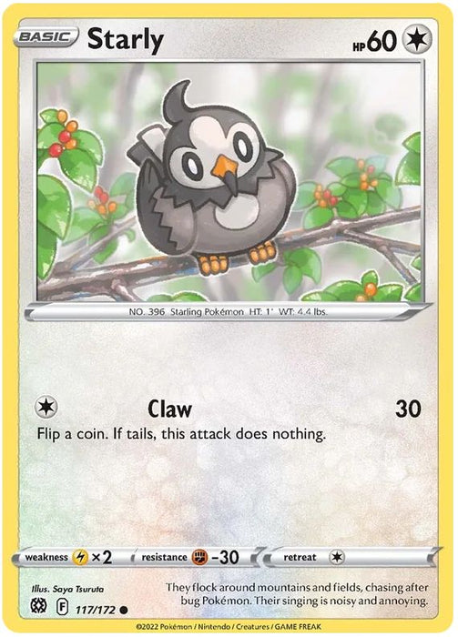 Starly 117/172 Common Pokemon Card (SWSH Brilliant Stars)