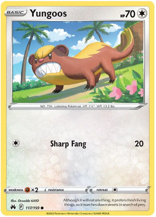 Yungoos 117/159 Common Pokemon Card (SWSH Crown Zenith)