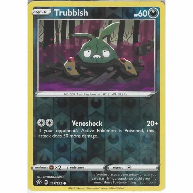 Trubbish 117/192 Common Reverse Holo Pokemon Card (SWSH Rebel Clash)