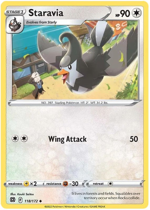 Staravia 118/172 Uncommon Pokemon Card (SWSH Brilliant Stars)