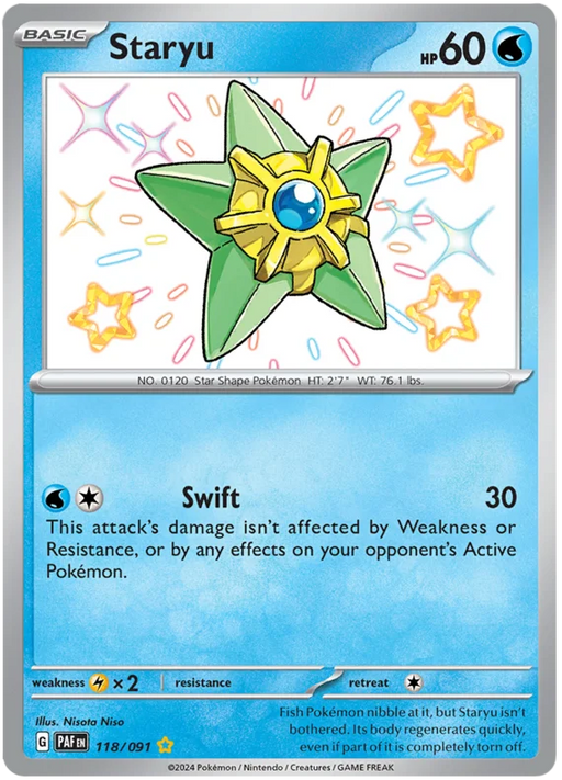 Staryu 118/091 Shiny Rare Pokemon Card (SV 4.5 Paldean Fates)