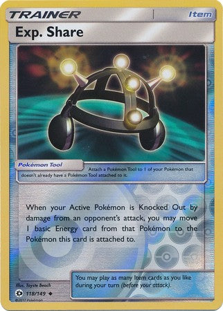 Exp. Share 118/149 Uncommon Reverse Holo Pokemon Card (Sun & Moon Base Set)