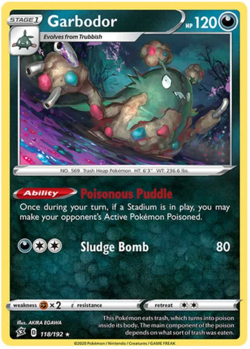 Garbodor 118/192 Rare Pokemon Card (SWSH Rebel Clash)