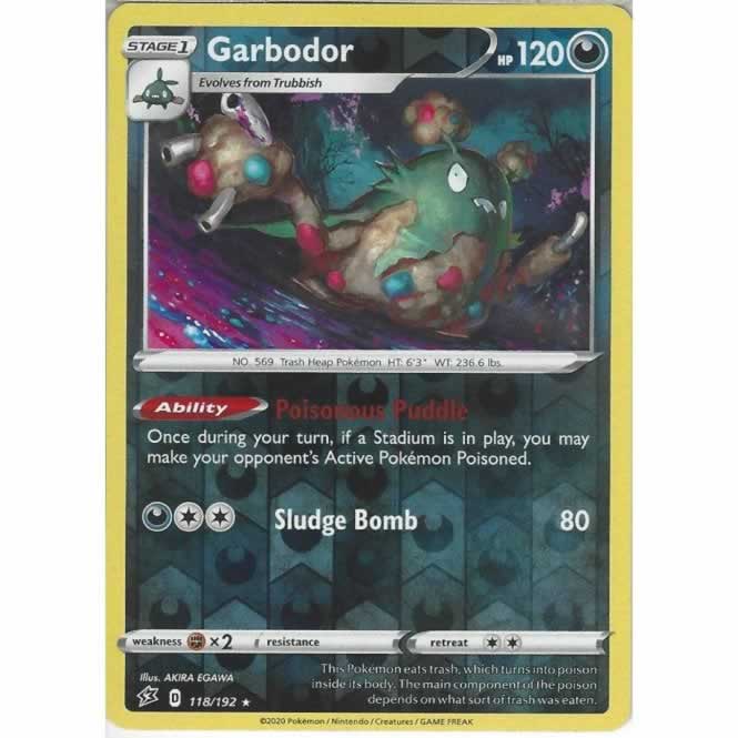 Garbodor 118/192 Rare Reverse Holo Pokemon Card (SWSH Rebel Clash)