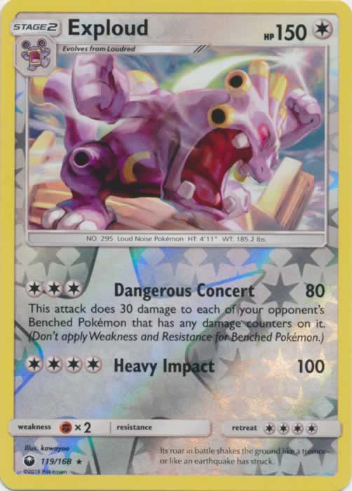 Exploud 119/168 Rare Reverse Holo Pokemon Card (Celestial Storm)