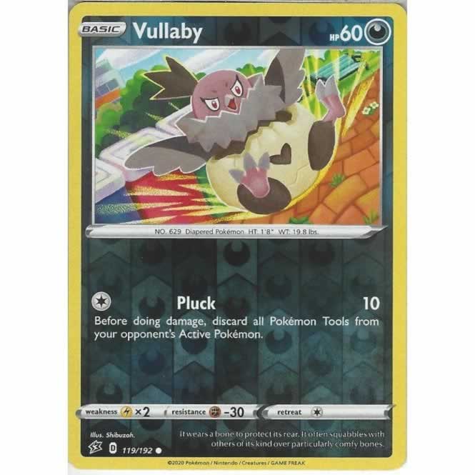 Vullaby 119/192 Common Reverse Holo Pokemon Card (SWSH Rebel Clash)