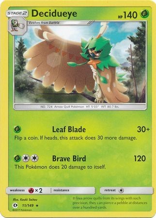 Decidueye 11/149 Rare Pokemon Card (Sun & Moon Base Set)