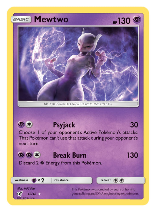 Mewtwo 12/18 Rare Pokemon Card (Detective Pikachu)