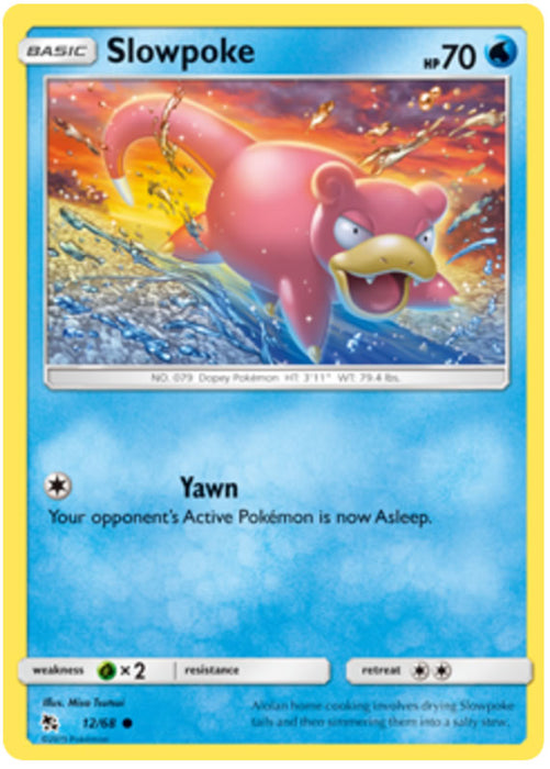 Slowpoke 12/68 Common Reverse Holo Pokemon Card (Hidden Fates)