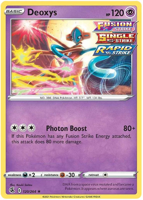 Deoxys 120/264 Rare Holo Reverse Holo Pokemon Card (SWSH Fusion Strike)