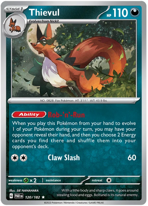 Thievul 120/182 Rare Pokemon Card (SV04 Paradox Rift)