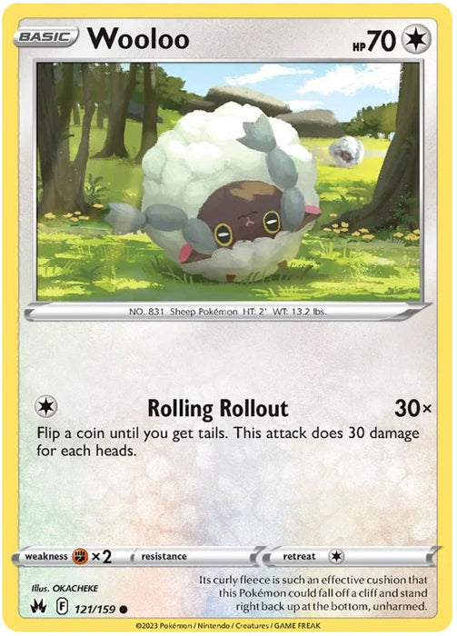 Wooloo 121/159 Common Reverse Holo Pokemon Card (SWSH Crown Zenith)
