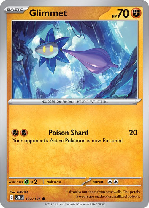 Glimmet 122/197 Common Reverse Holo Pokemon Card (SV Obsidian Flames)