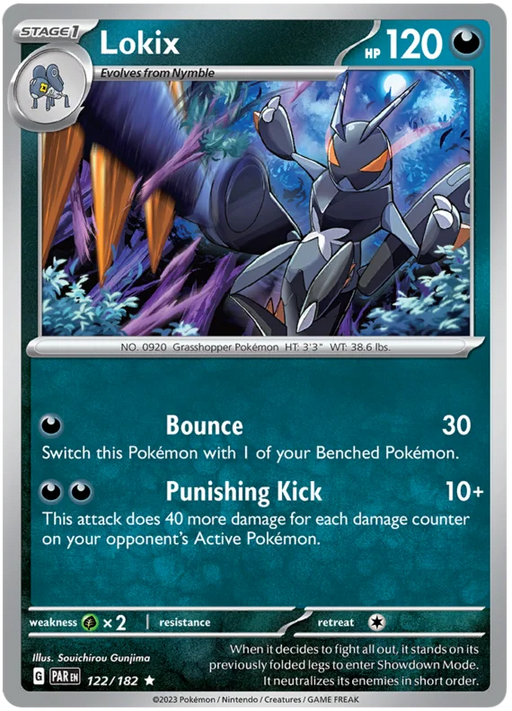 Lokix 122/182 Rare Reverse Holo Pokemon Card (SV04 Paradox Rift)