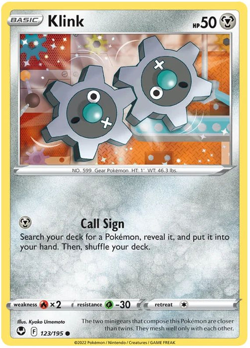 Klink 123/195 Common Pokemon Card (SWSH Silver Tempest)