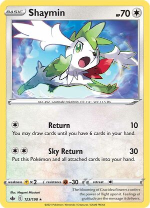 Shaymin 123/198 Rare Reverse Holo Pokemon Card (SWSH Chilling Reign)