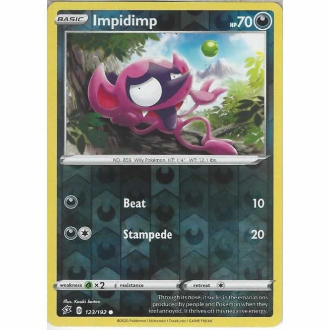 Impidimp 123/192 Common Reverse Holo Pokemon Card (SWSH Rebel Clash)