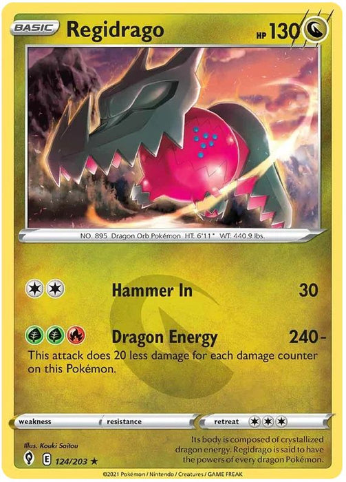 Regidrago 124/203 Rare Holo Pokemon Card (SWSH Evolving Skies)